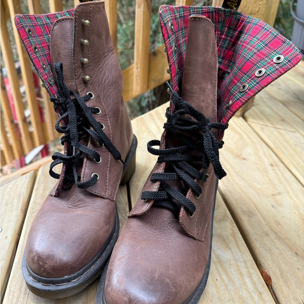 Dr. Martens Red Plaid Lined Boots